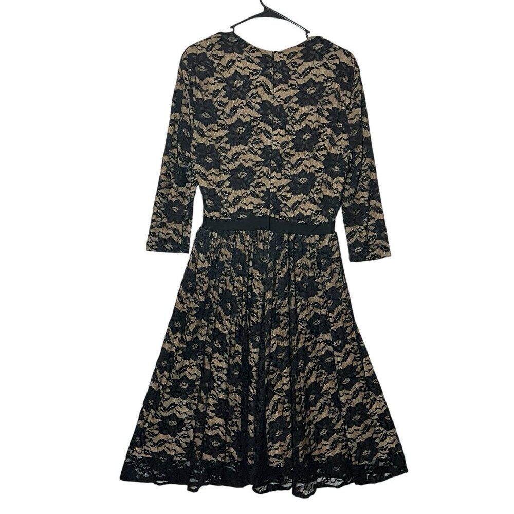 MARCBOUWER ANTHROPOLOGIE Lace Sava Dress Size 12 knee Black Stretch Zipper Lined - Picture 5 of 15